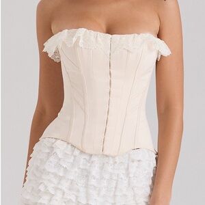 House of CB idella Cream Chemise corset top with Sweetheart Neckline